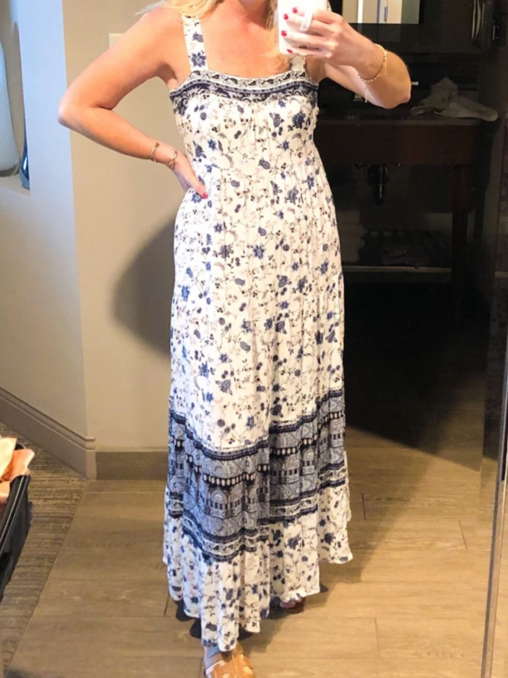 Knox Rose White and Blue Floral Maxi Dress
